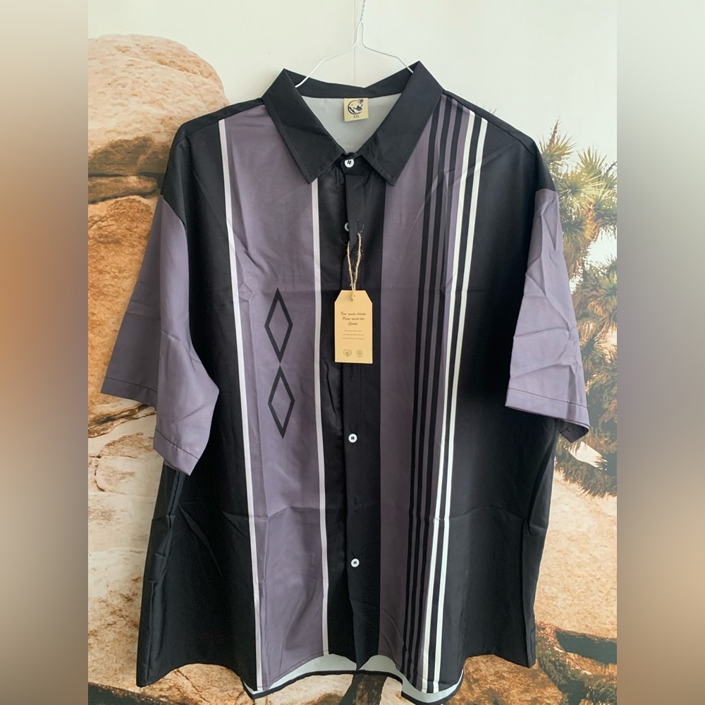 Mens XXL black grey retro vintage shirt new with tags